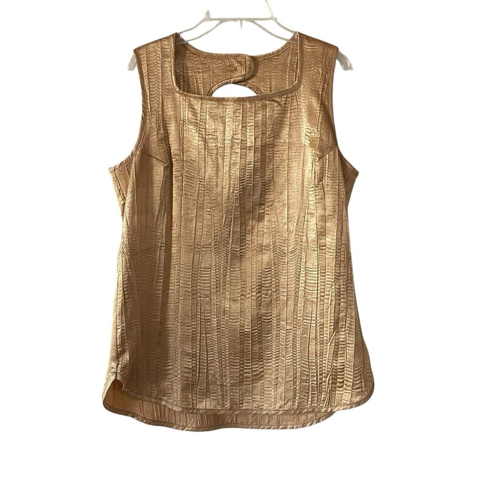 JEANNE MARC Women Size Small Gold Textured Pullover Sleeveless Tank Top VTG 80s